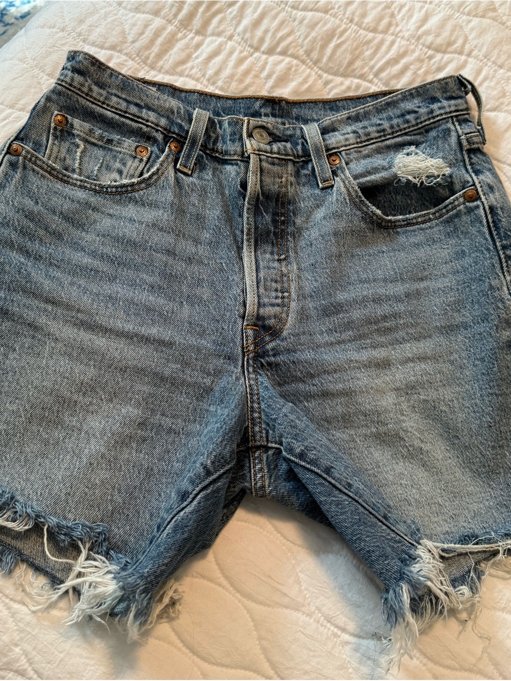 Levi’s Premium 501 Original Distressed Denim Cutoff Shorts Button Fly High Rise